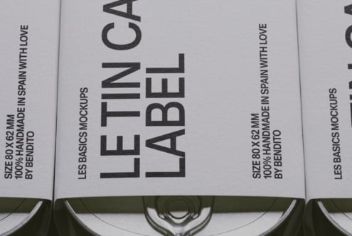 Stacked Le Label boxes showing product specs in bold sans serif typography