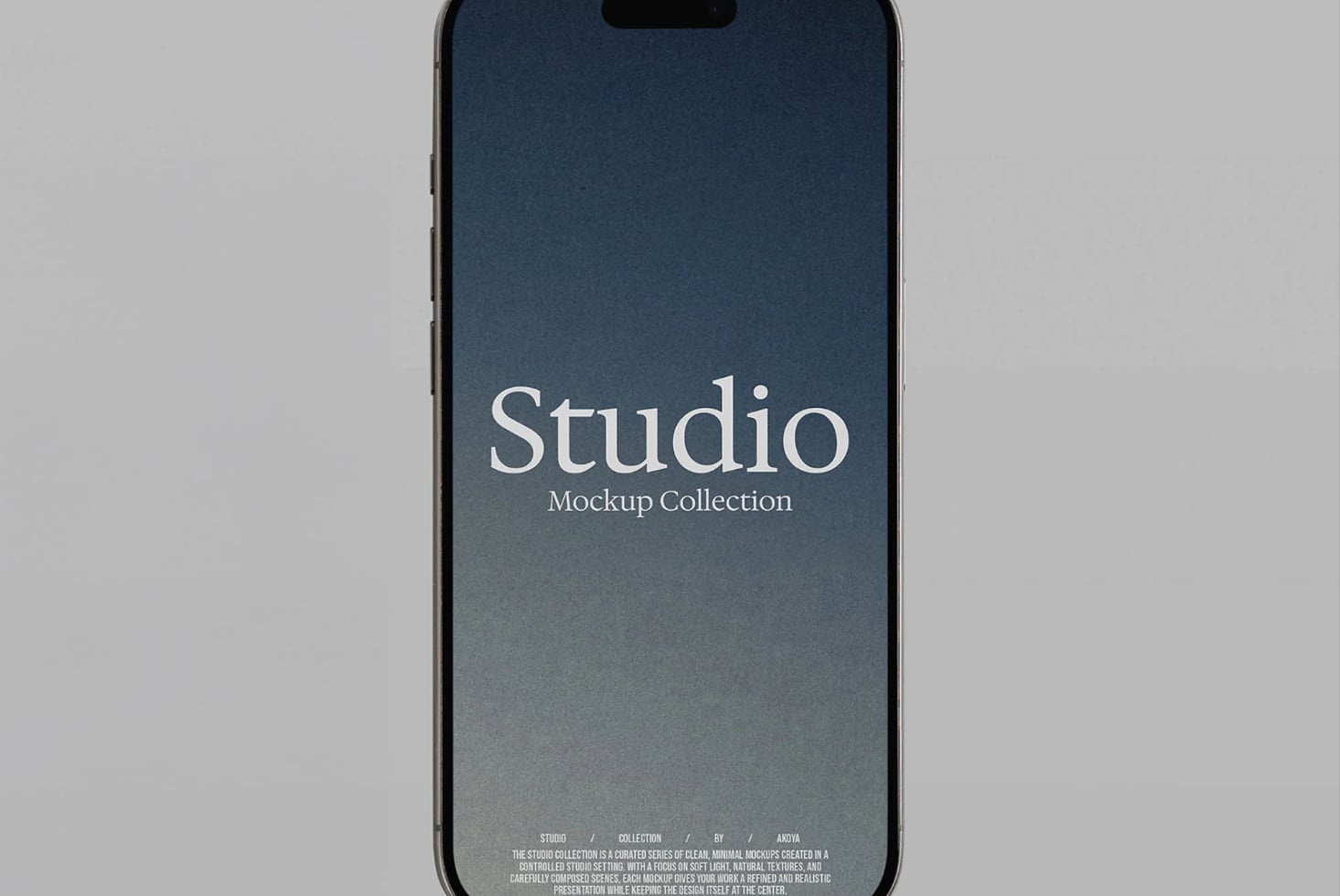 iPhone mockup displaying centered serif typography with teal gradient background