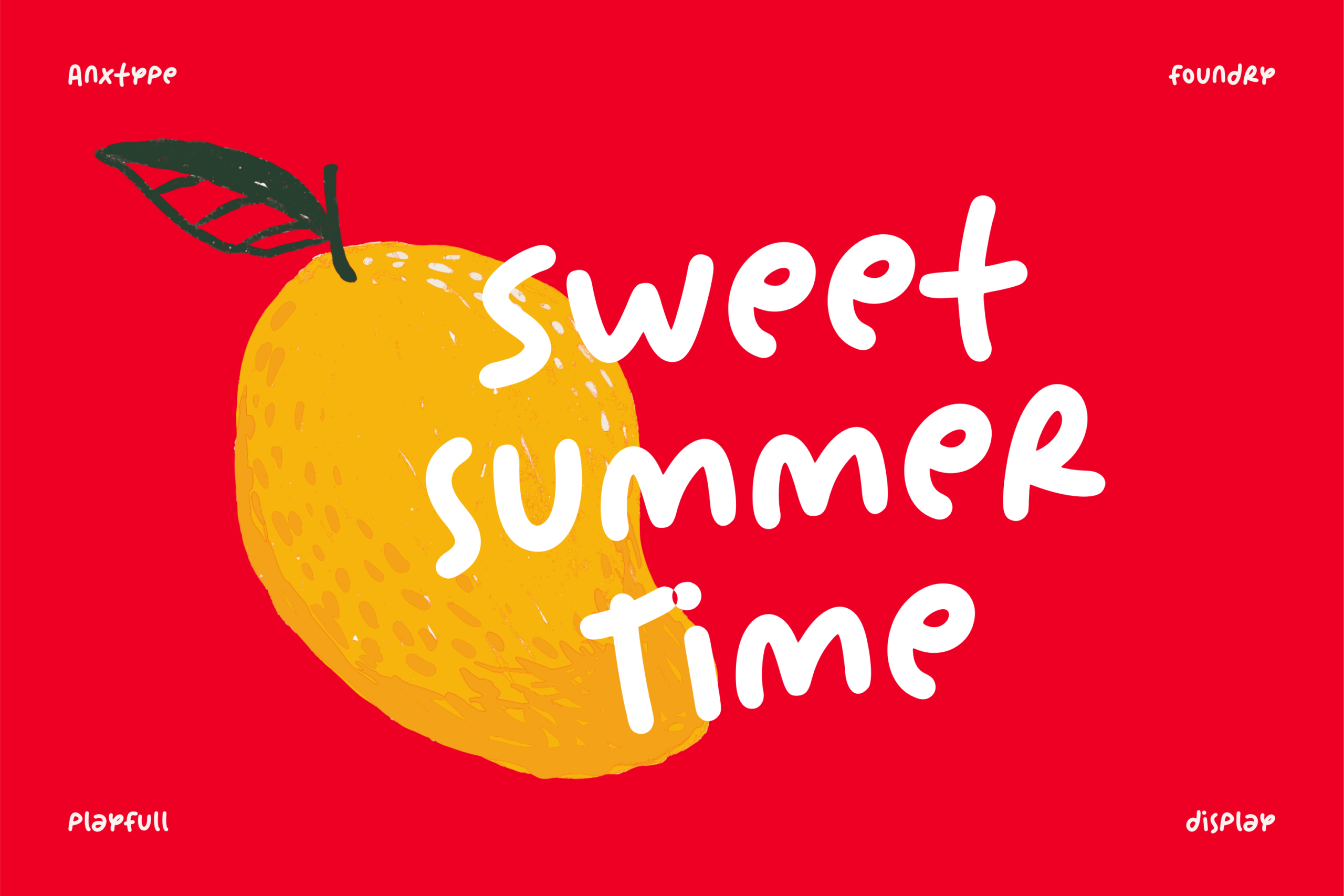 Bright red background with hand-drawn yellow lemon, white playful text reading "sweet summer time" overlaid