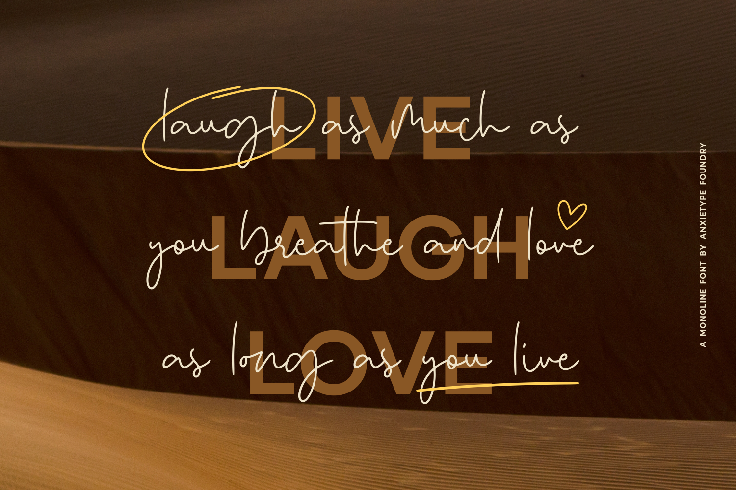 Neon sign mockup with inspirational quote in gold script over wood background