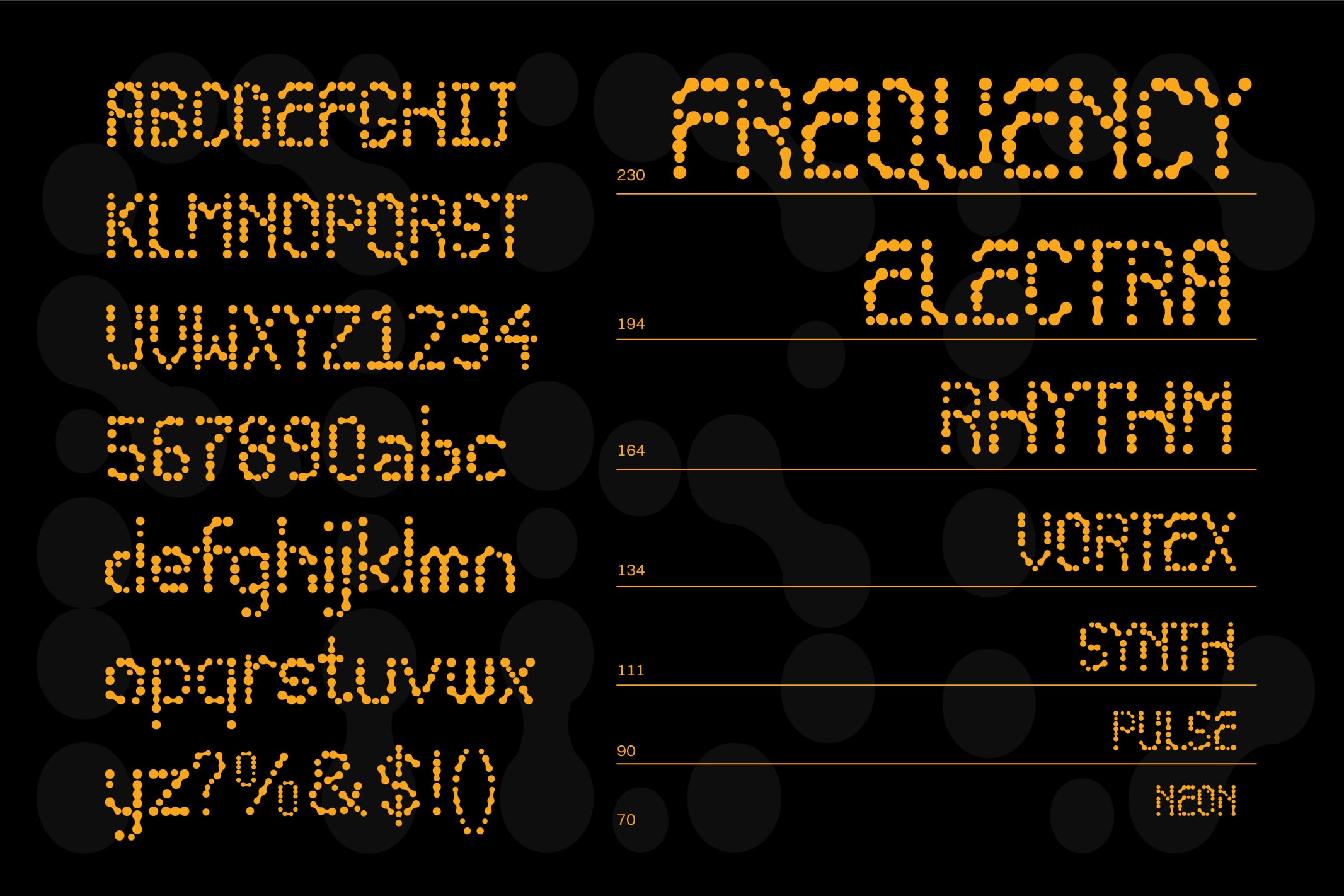 Dotted neon font display with bright yellow letters on black background