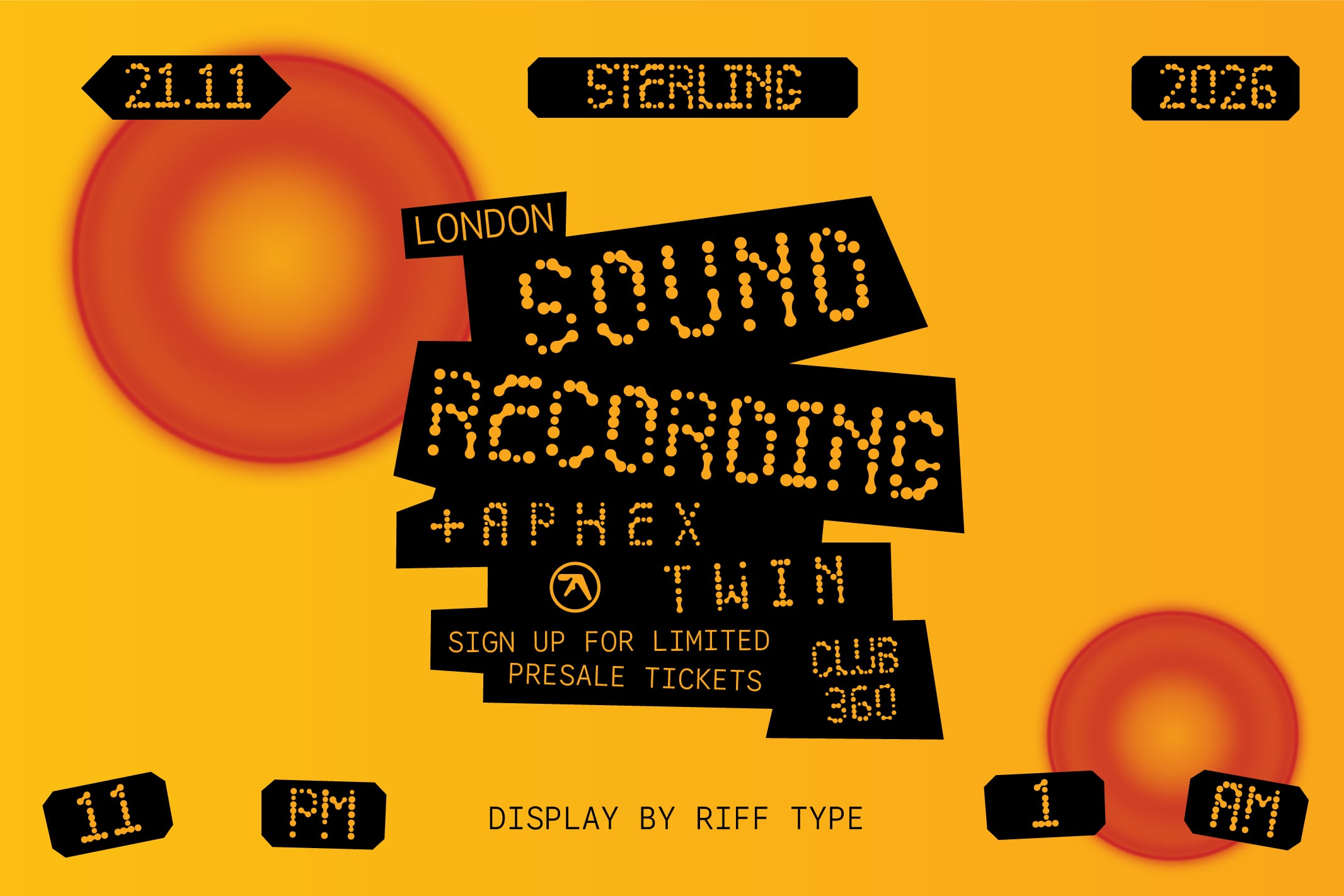 Sound Recording graphex twin poster mockup with neon dot typography on yellow background