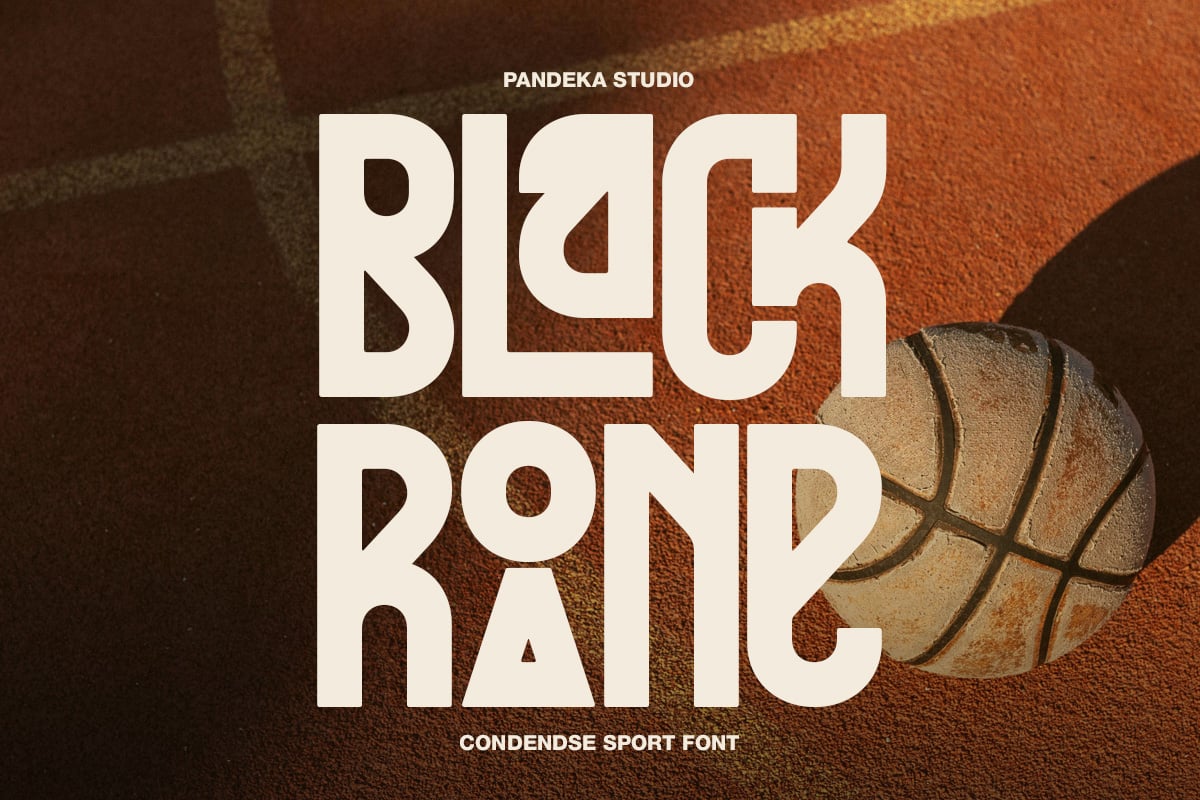 Big Rank condensed sport font displayed over basketball texture background