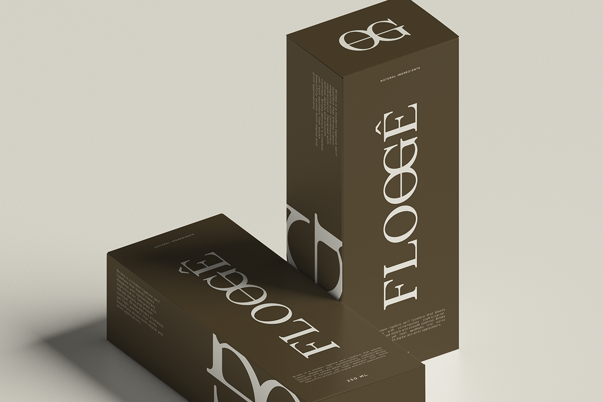 Tall olive box mockup with minimalist logo design, shown at angle with matching flat box below
