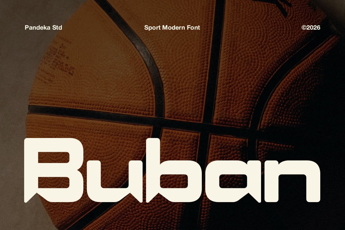 Sport Modern Font displayed over close-up basketball texture with black stripes