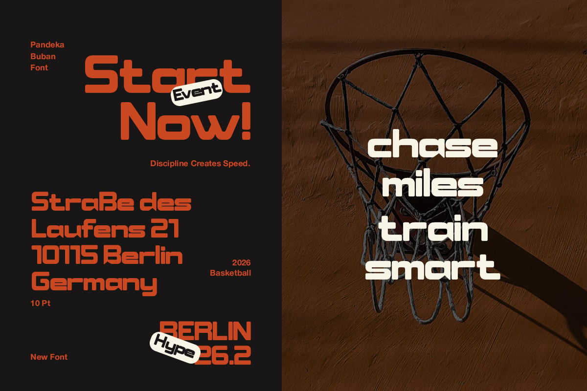Basketball hoop with "chase miles train smart" text overlay, sports event poster design