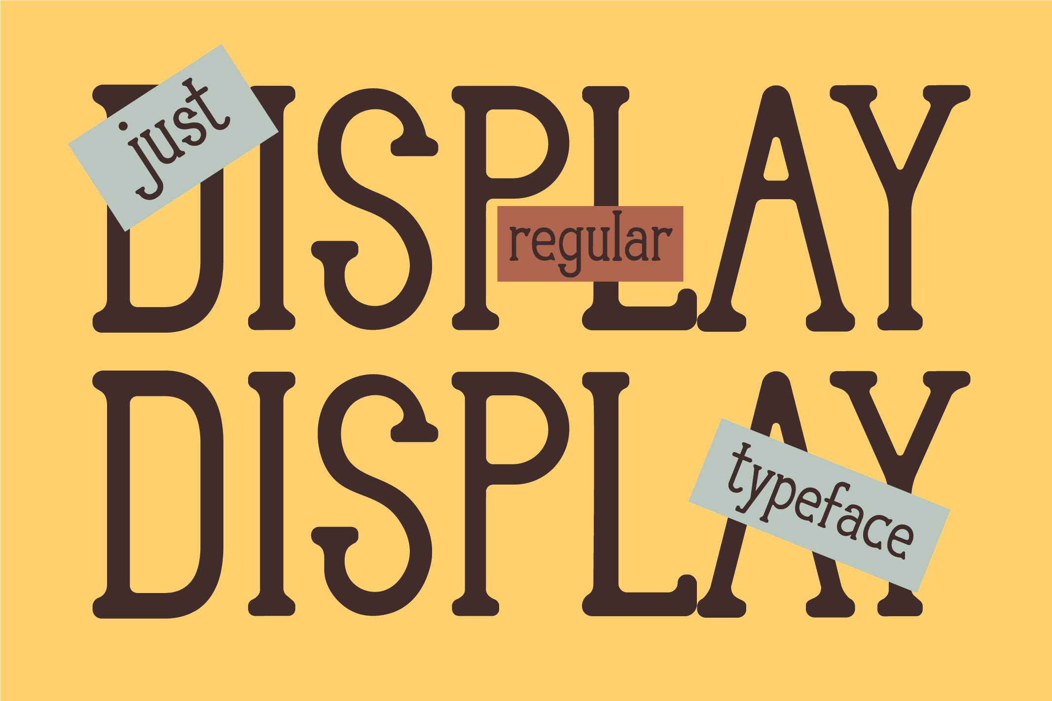 Bold serif typeface on yellow background with playful mint stickers