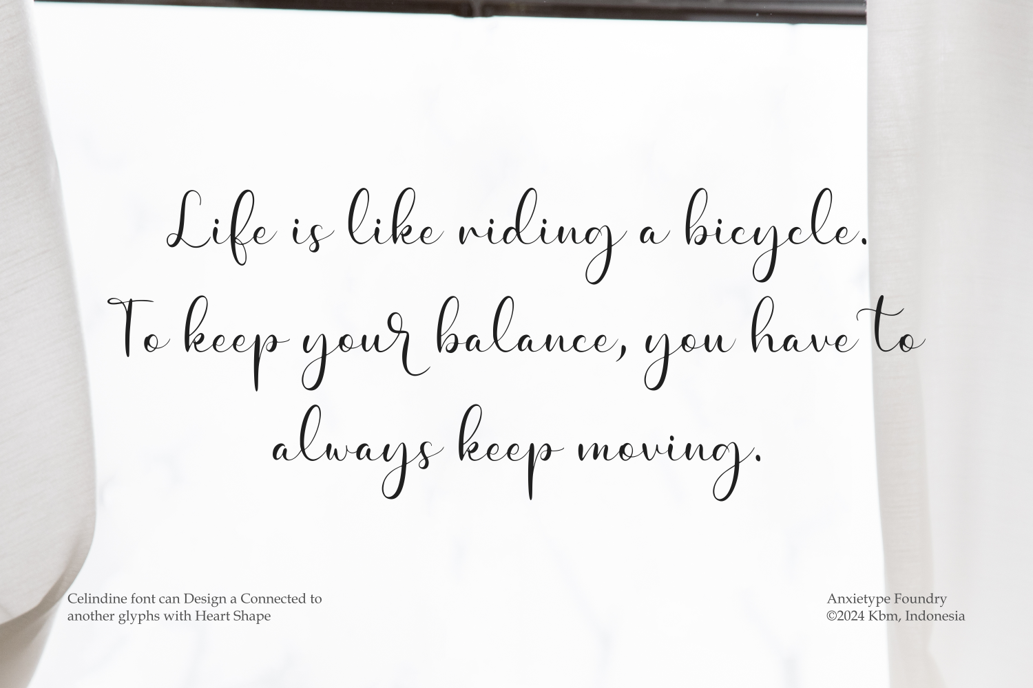 Handwritten script quote about balance on white paper with subtle shadow effect