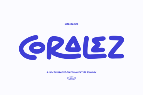 Crealez font family in bold blue with playful rounded letterforms, 3 styles included