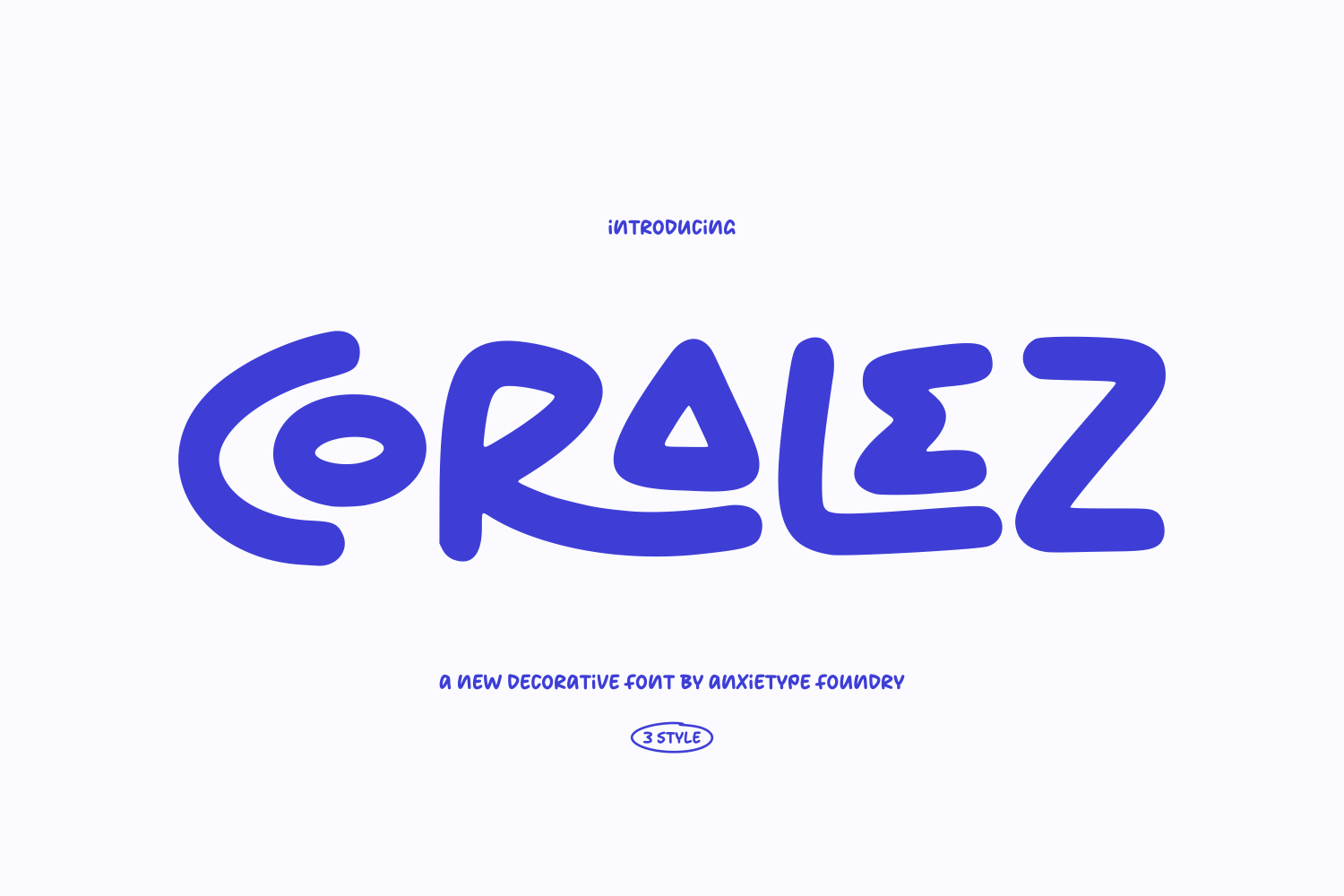 Crealez font family in bold blue with playful rounded letterforms, 3 styles included