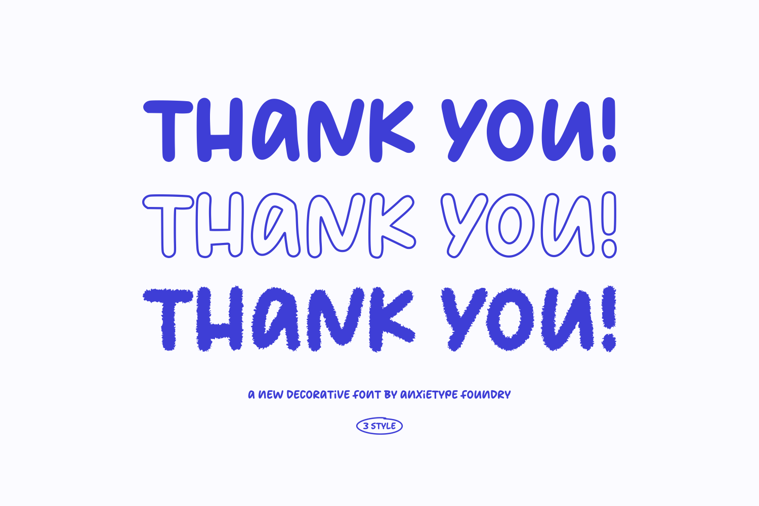 Blue "Thank You" text displayed in three different font styles with varying weights