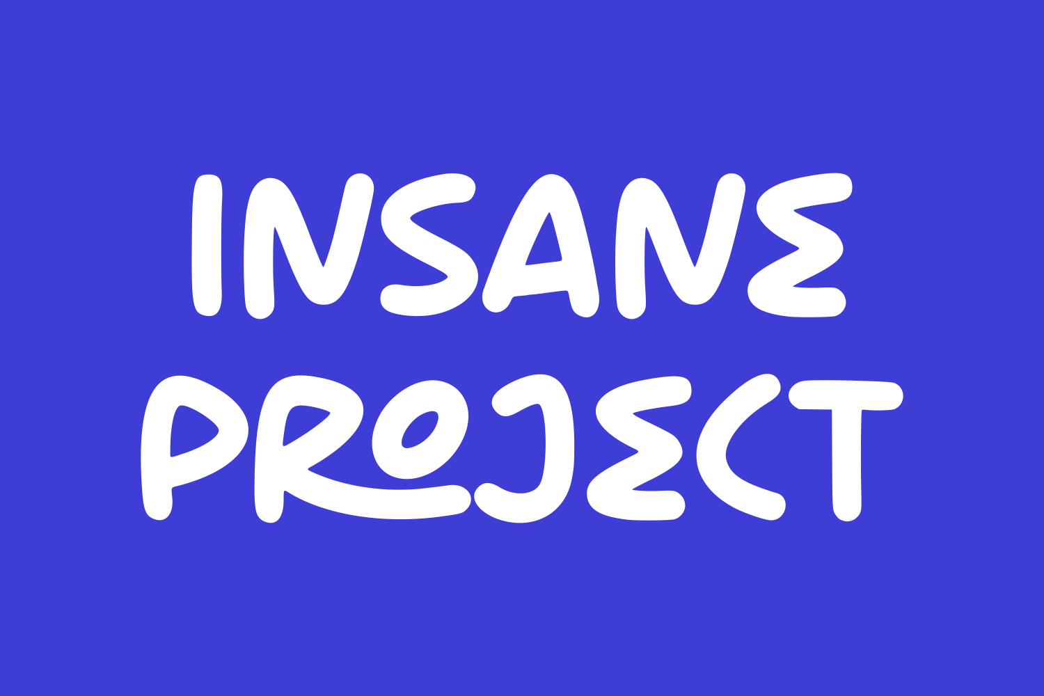 Bold white rounded typeface spelling "Insans Project" on vibrant blue background