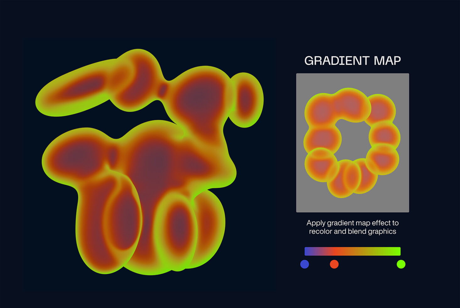 Colorful heat map gradient effect with yellow, orange, red zones on organic blob shapes