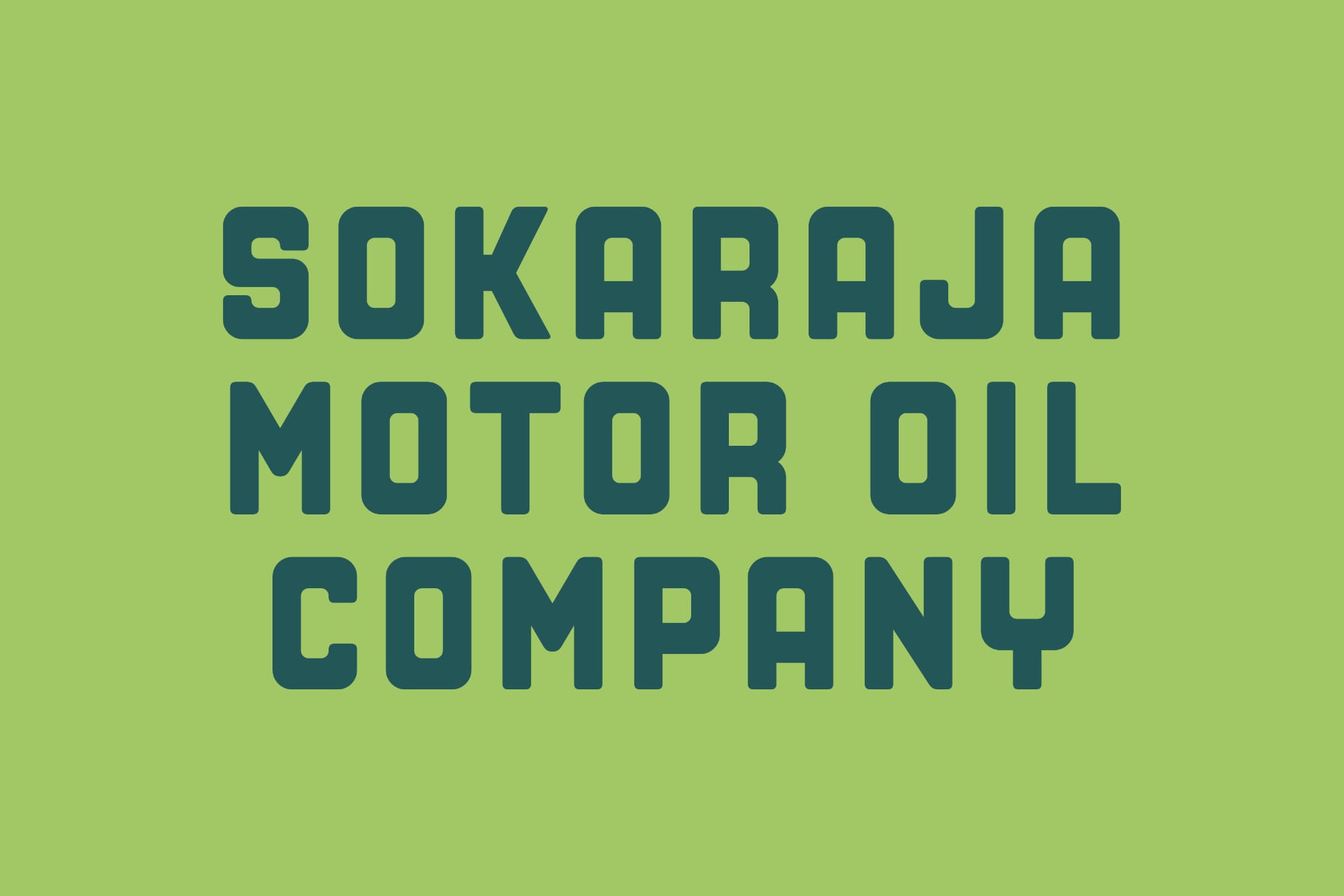 Bold teal sans serif font on bright lime green background