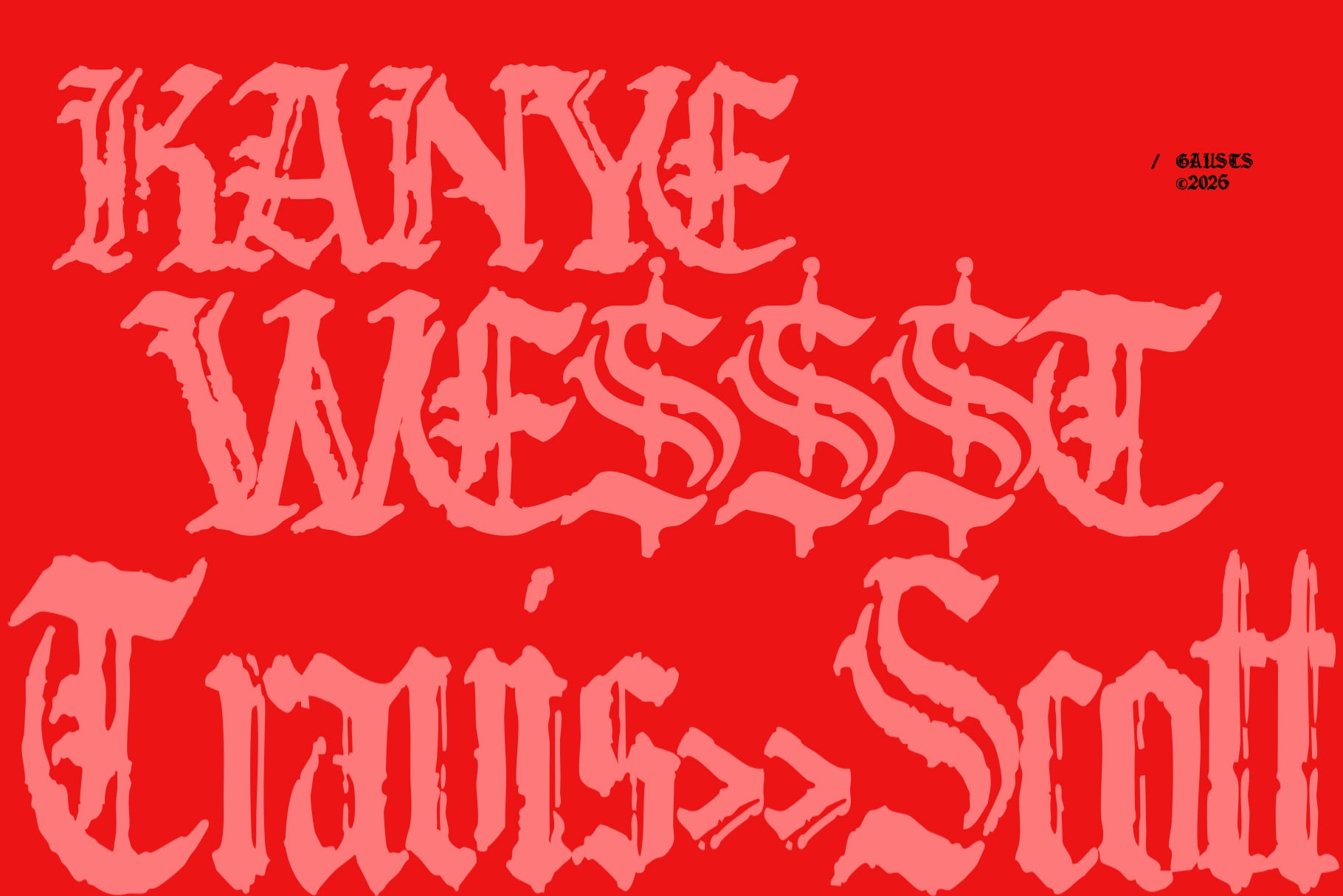 Heavy metal font with dripping effect on bright red background