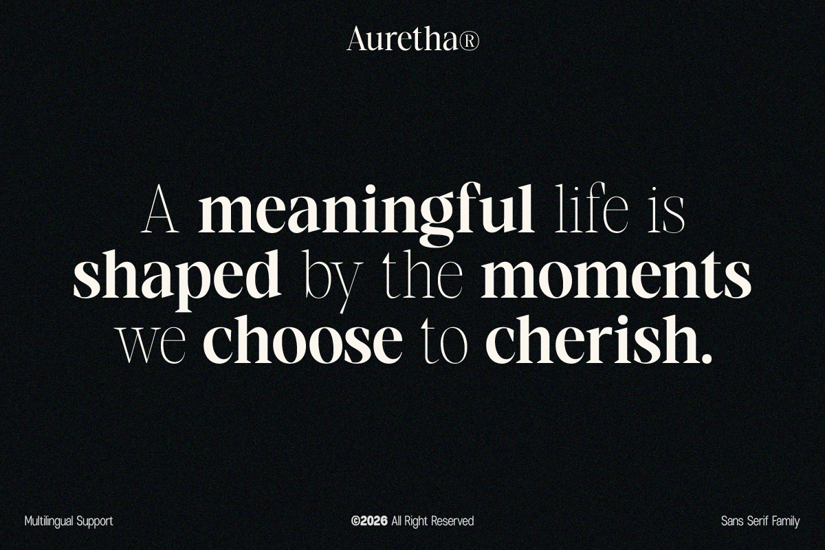 Auretha serif font displaying inspirational quote on dark background