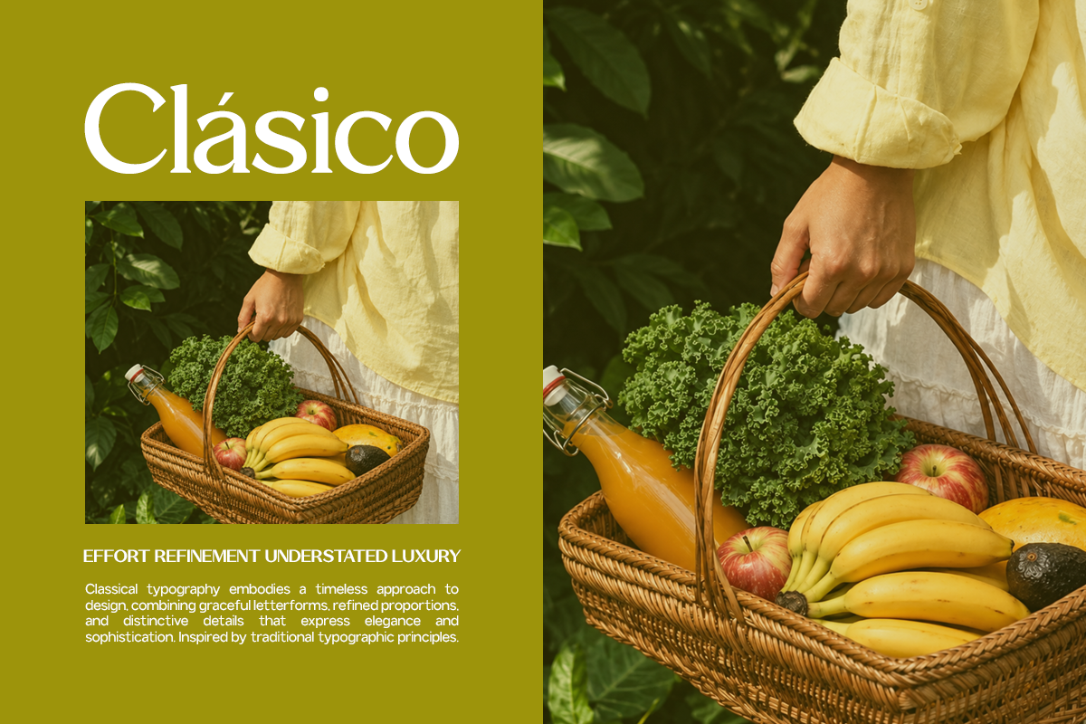 Woven basket full of fresh produce with cream linen sleeve against olive green background
