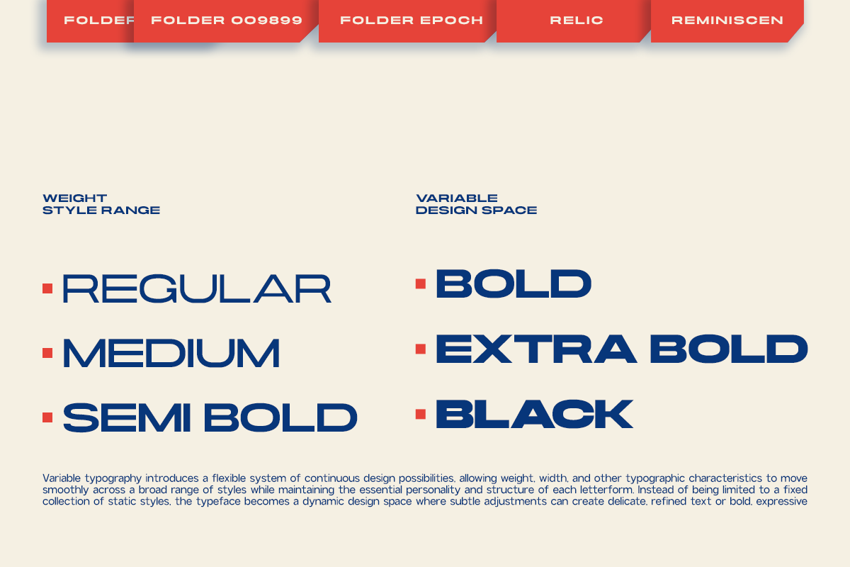 Variable font with weight range from regular to extra bold plus black style option