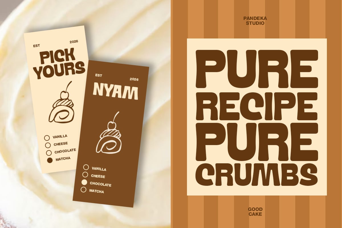 Bakery menu cards with cream plus brown color scheme, featuring pastry illustrations plus flavor options