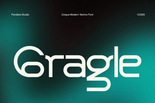 Grayle font in cream white on teal gradient background, modern geometric typeface