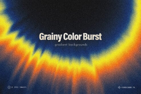 Grainy gradient backgrounds blending yellow, blue, orange with soft noise texture throughout