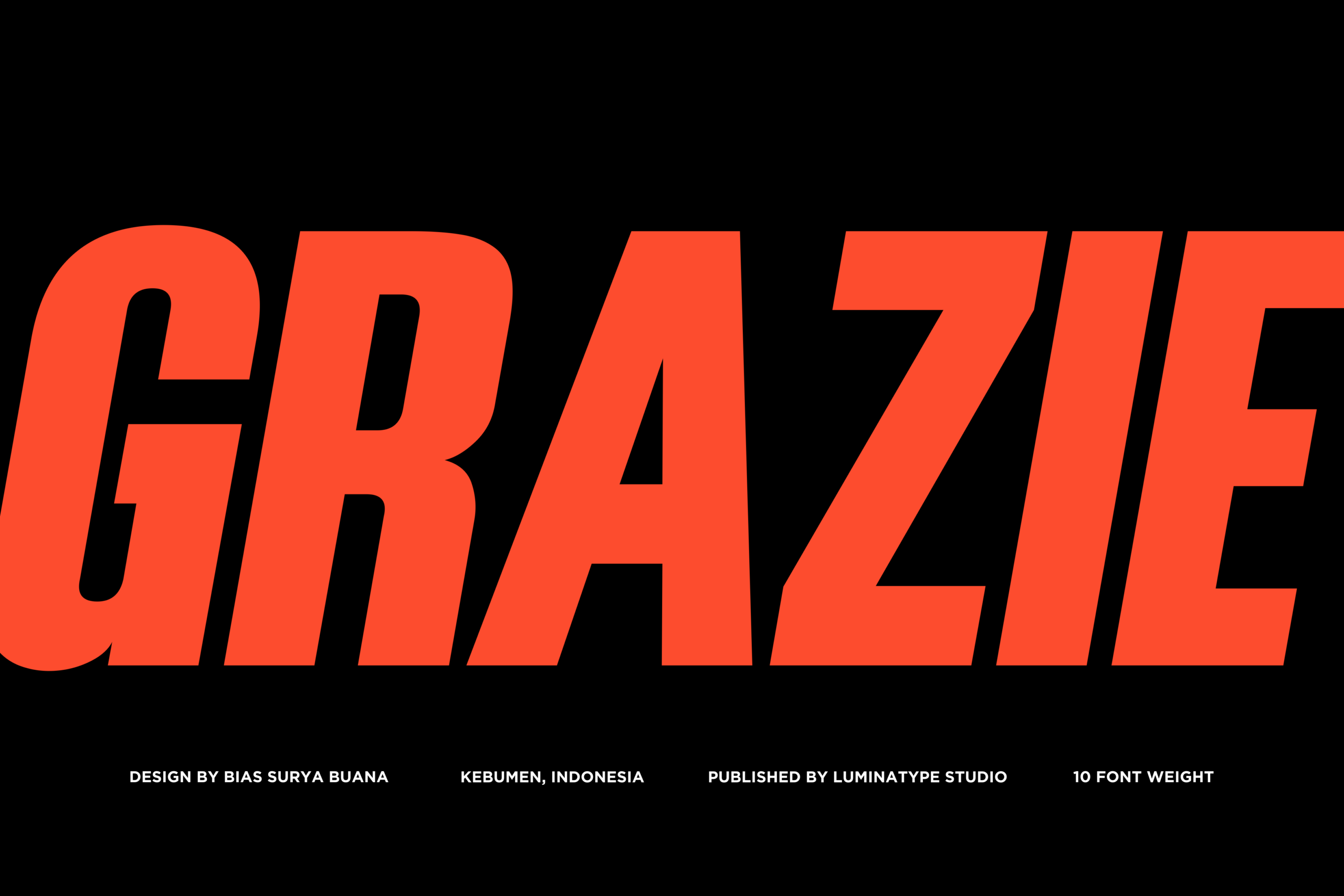 Bold orange sans-serif typeface with thick geometric letterforms on black background