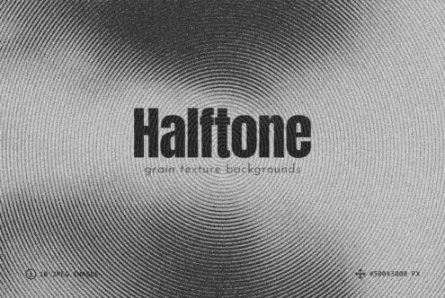 Halftone grain texture backgrounds with concentric circular line patterns in grayscale