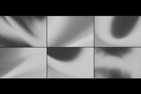 Grid of six grayscale texture samples showing halftone patterns, gradients, noise with varying density