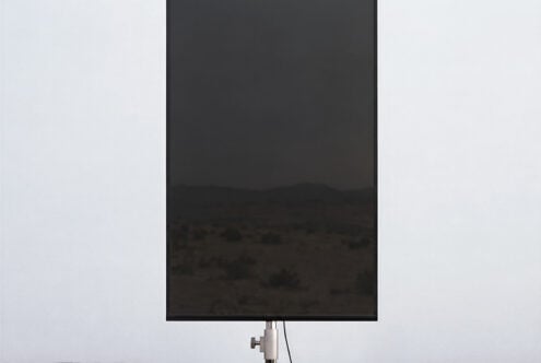 Smartphone mockup with blank screen on light background, ready for designs