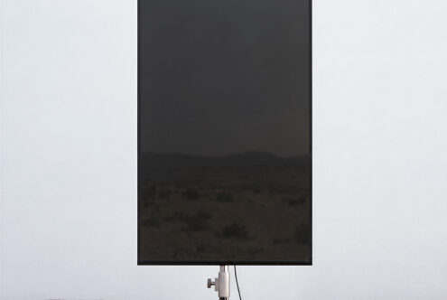 Blank phone screen mockup on light background with metal stand