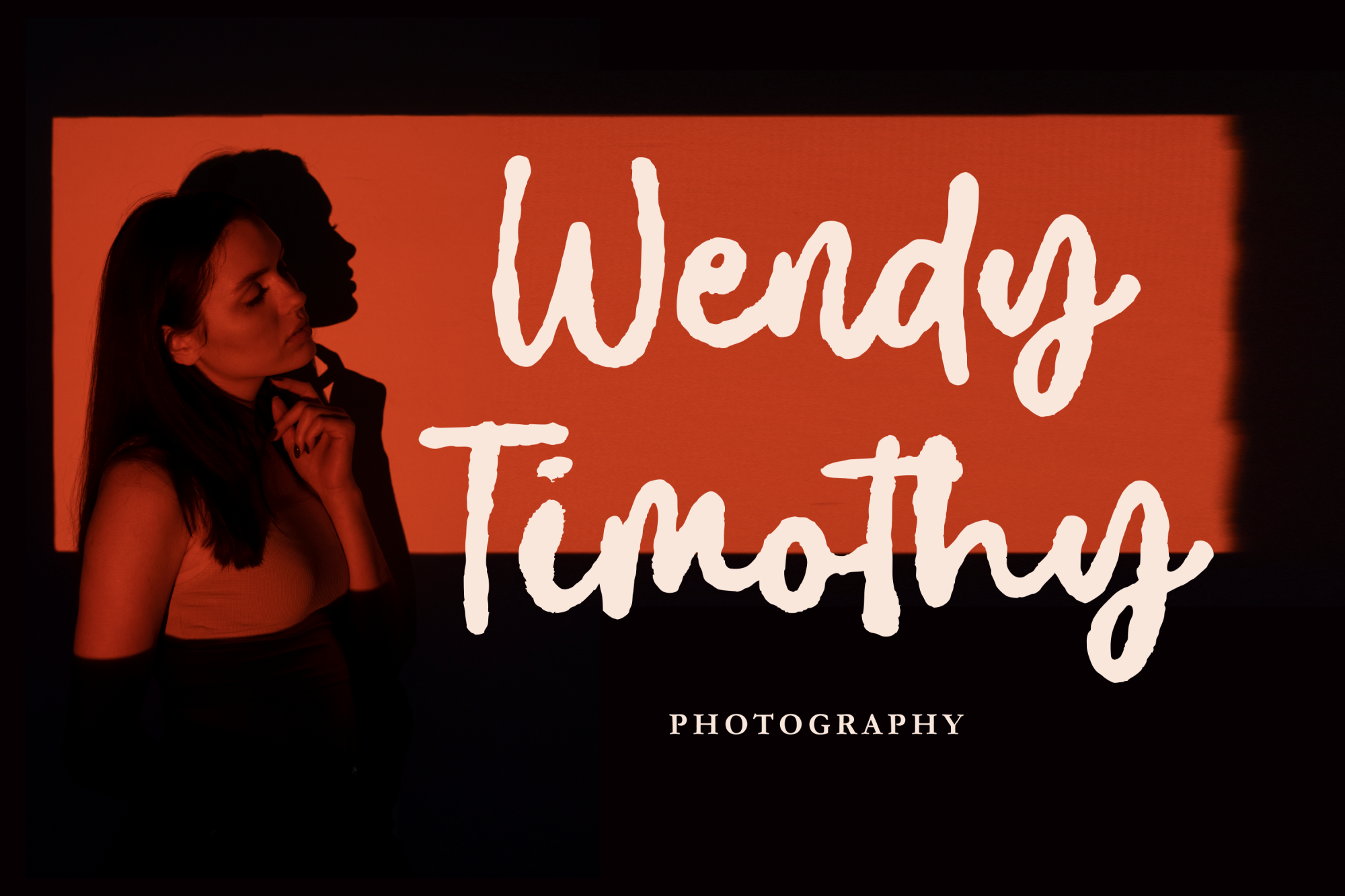Wendy Timothy Photography logo with woman silhouette on burnt orange background