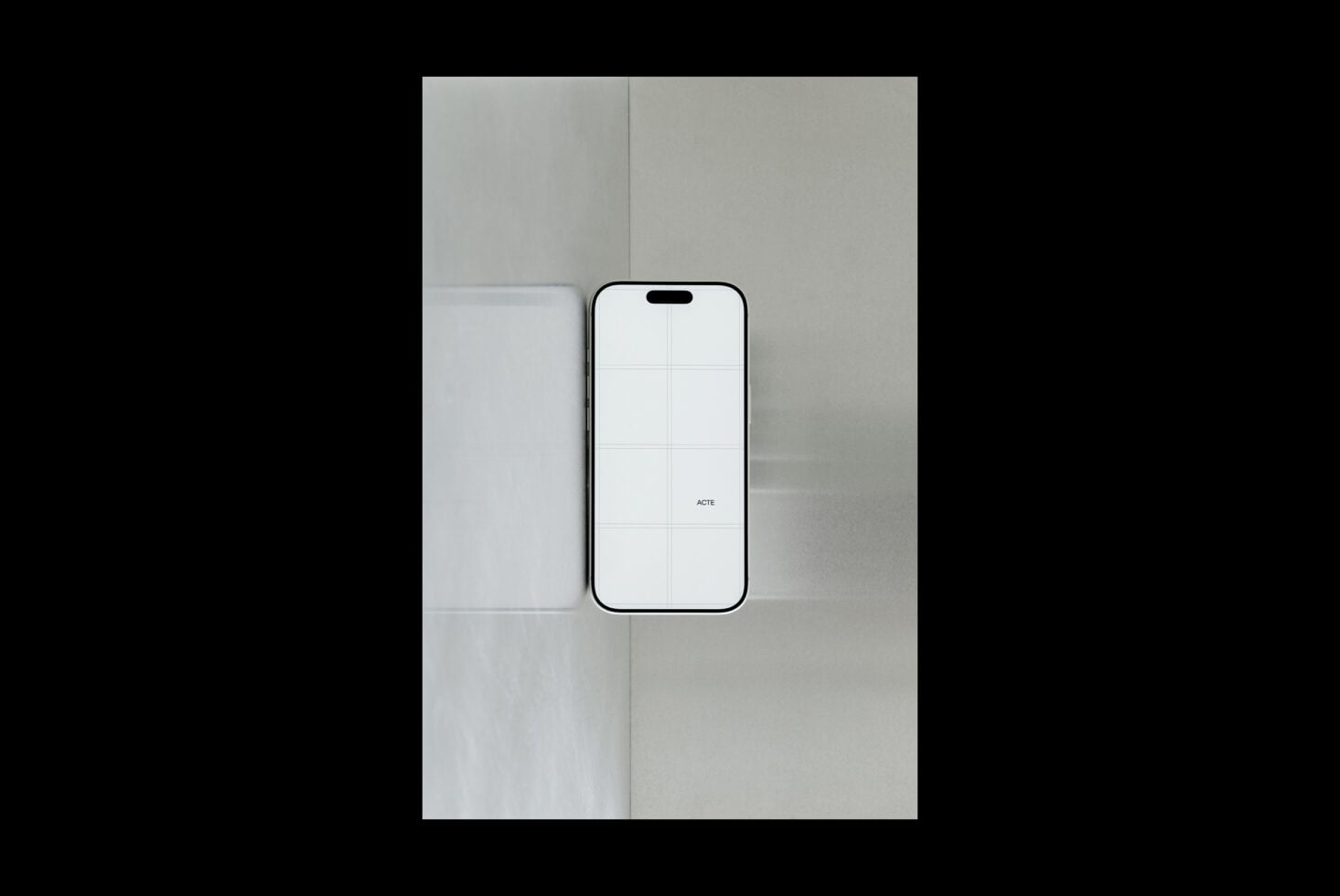 iPhone 14 Pro mockup with blank screen on minimal gray background