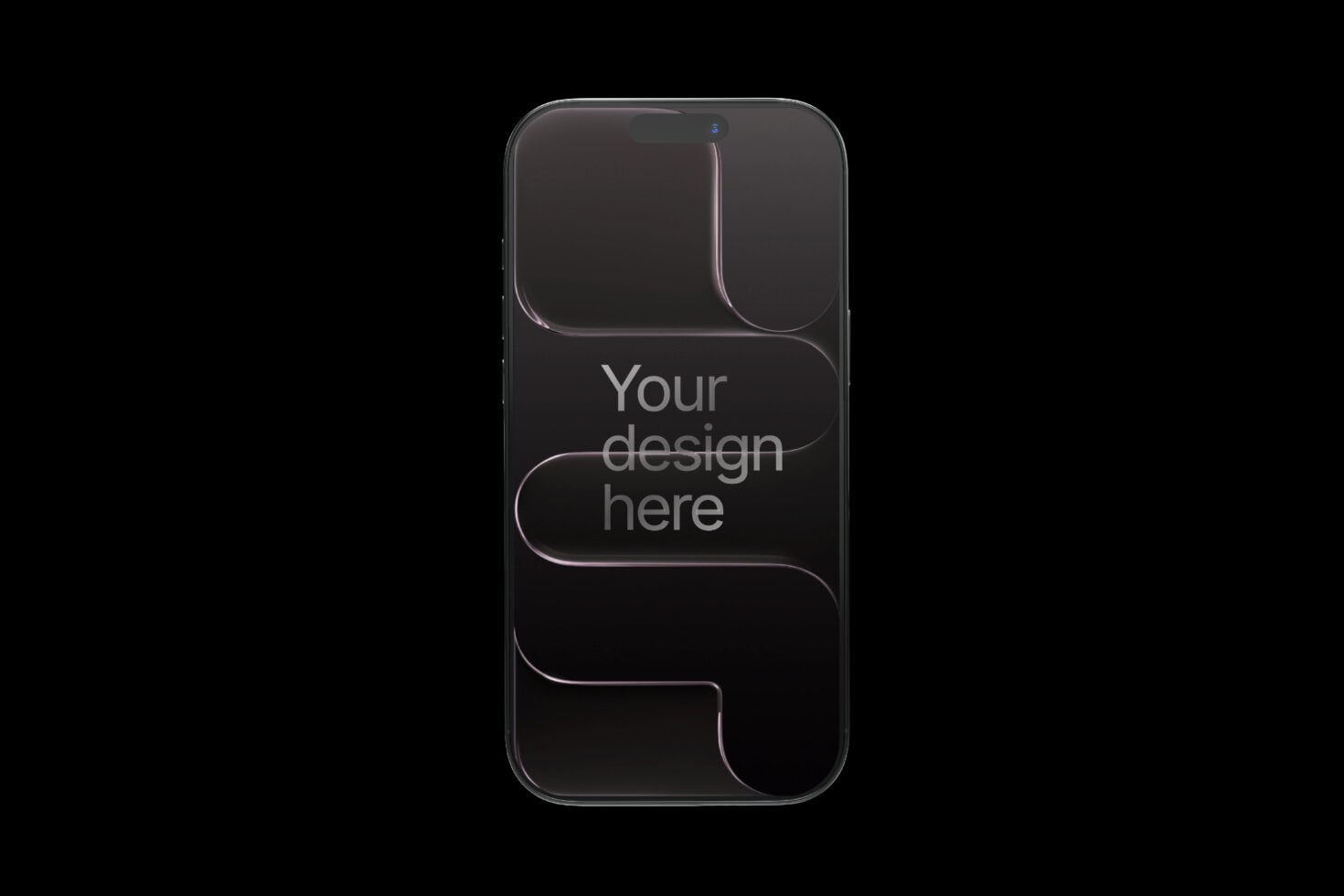 iPhone 14 Pro mockup with curved screen zones on black background