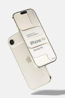 iPhone Air mockup set showing cream device front, back, with customizable screen areas