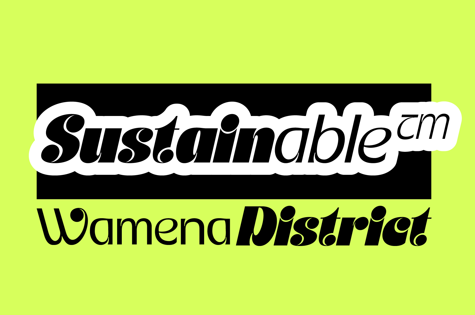 Retro italic typography on neon yellow with black bar, bold sticker-style lettering design