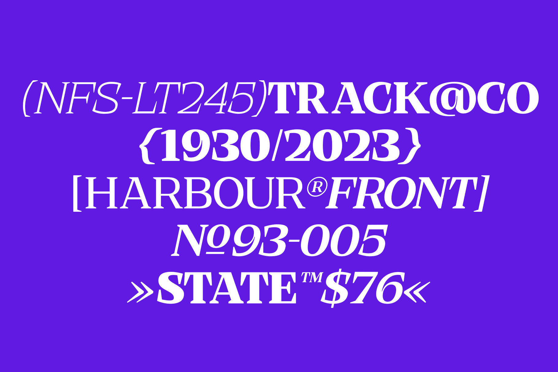 Bright purple background with layered white text showing mixed font styles, brackets, numbers, currency symbols