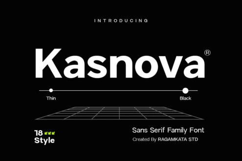Kasnova sans serif font family with 18 weights from thin to black