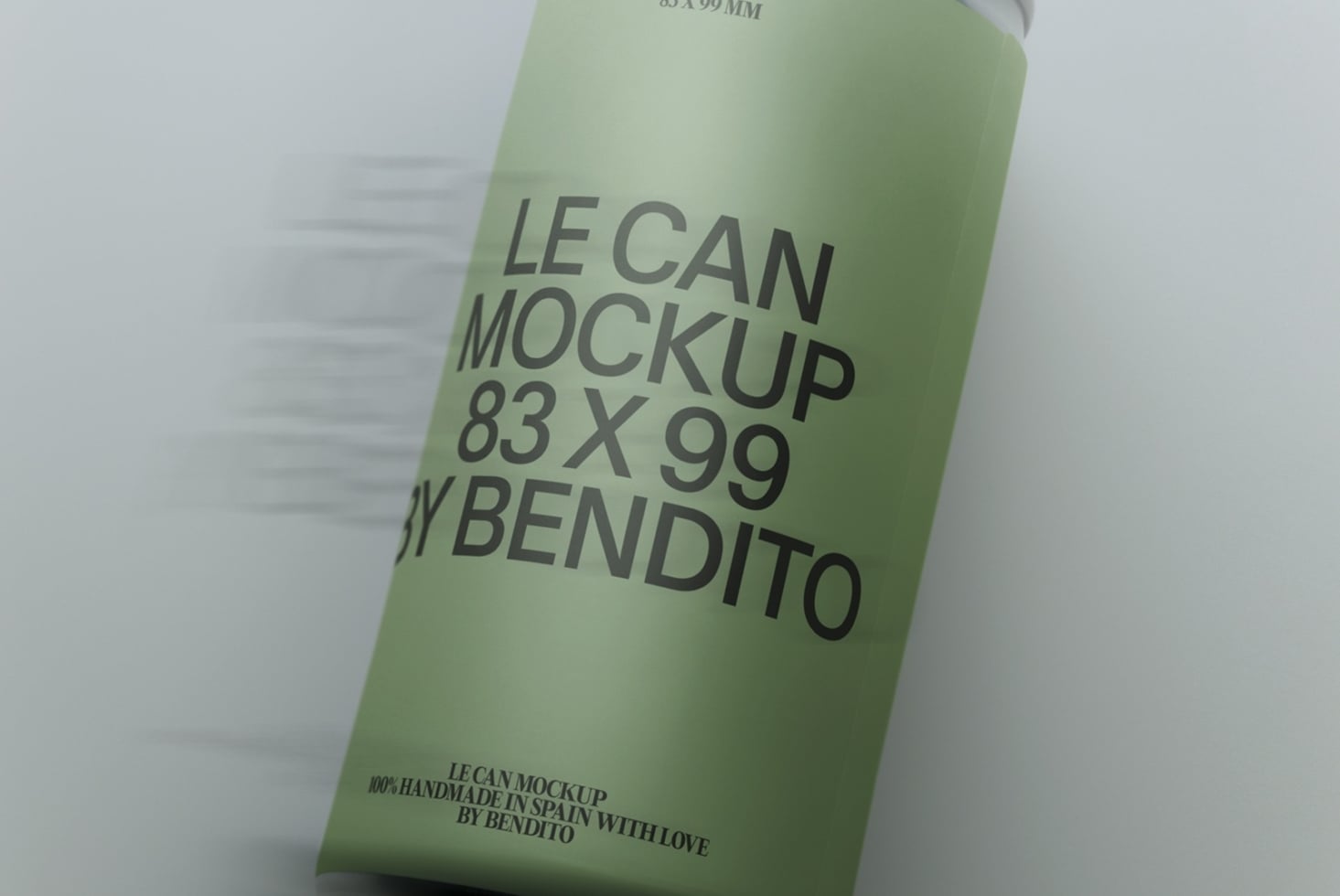 Sage green tall can mockup at angle showing label with LE CAN branding text