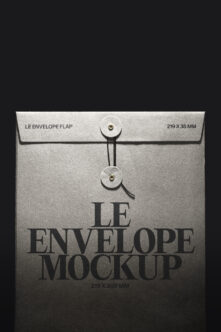 Textured envelope mockup with twine closures on dark background