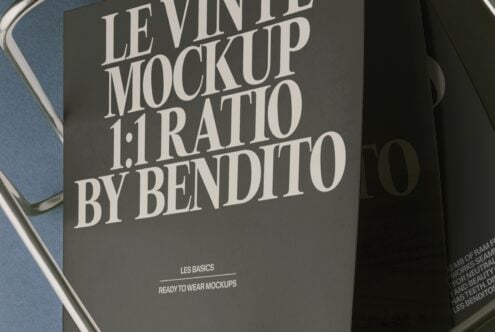 Levinte mockup 1:1 ratio by Bendito on olive tee with metallic hanger detail