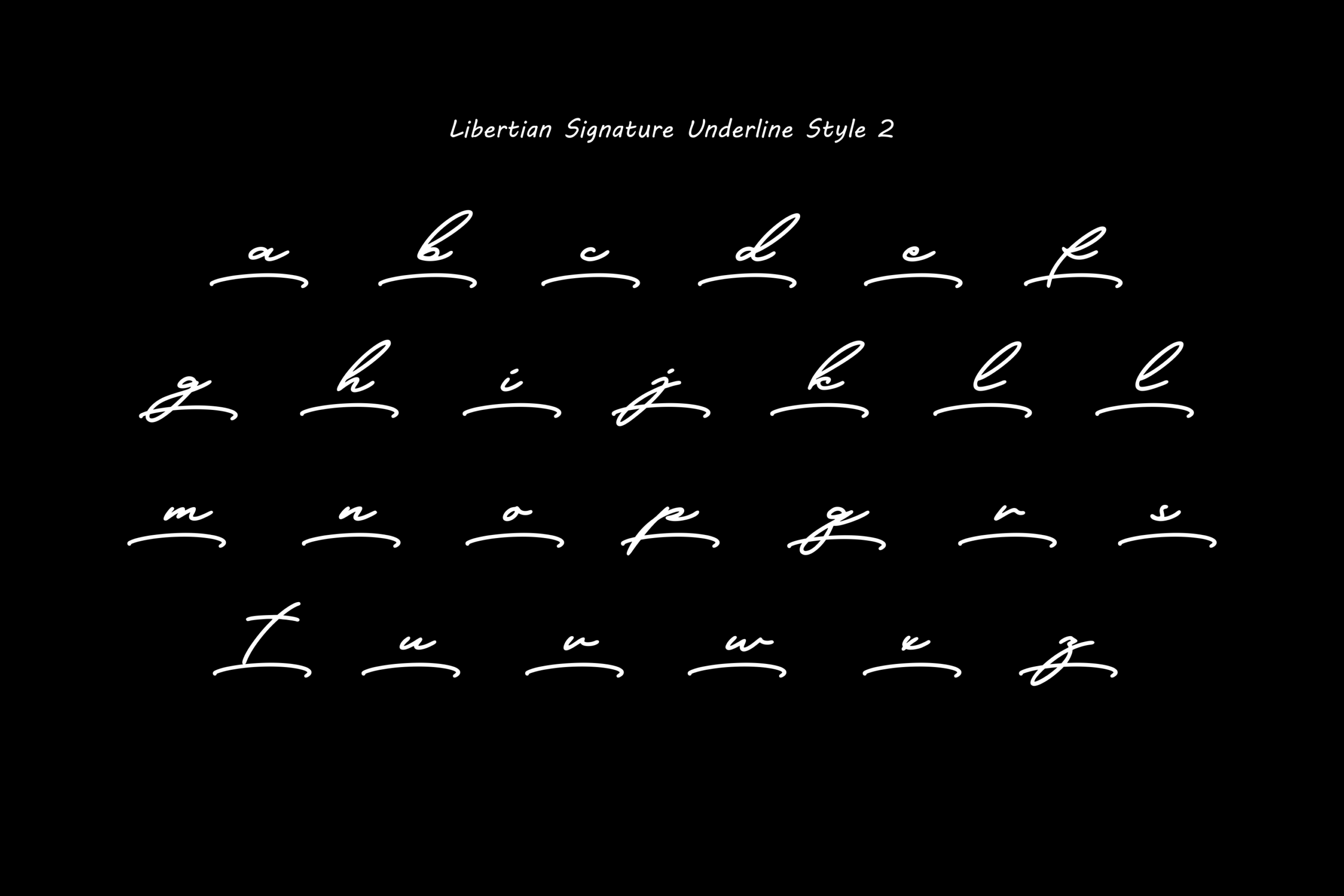 Libertian Signature Underline Style 2 font showing lowercase letters with underline flourishes