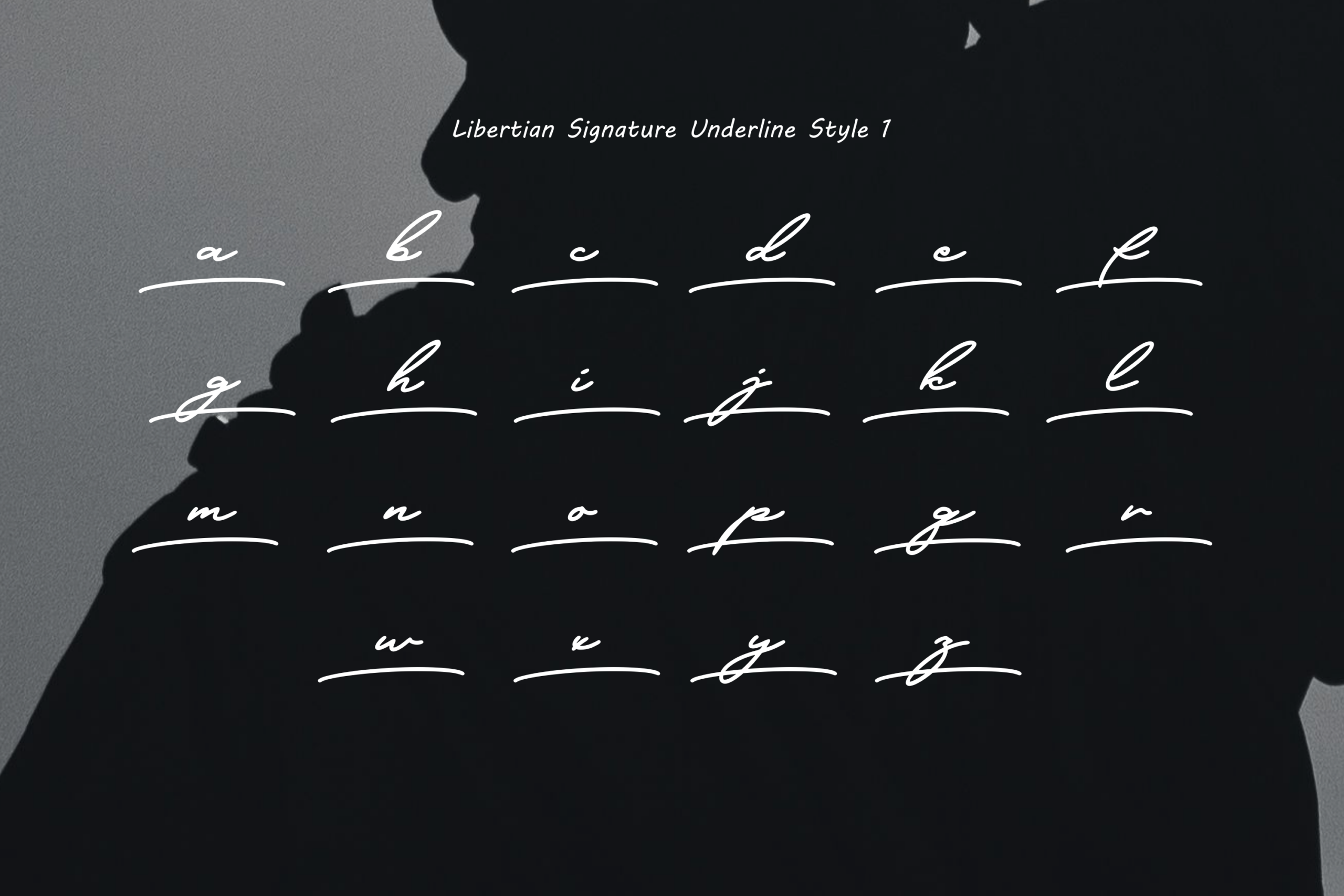 Libertian Signature Underline Style 1 font with elegant cursive letters on dark background