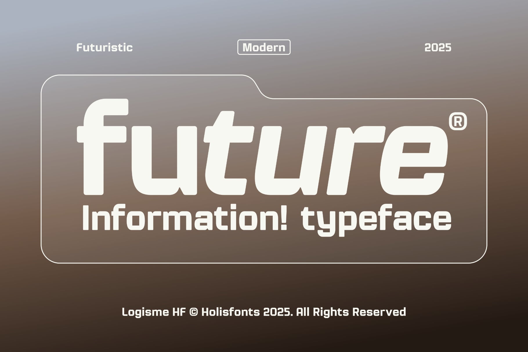 Future Information typeface with sleek rounded corners on gradient brown backdrop