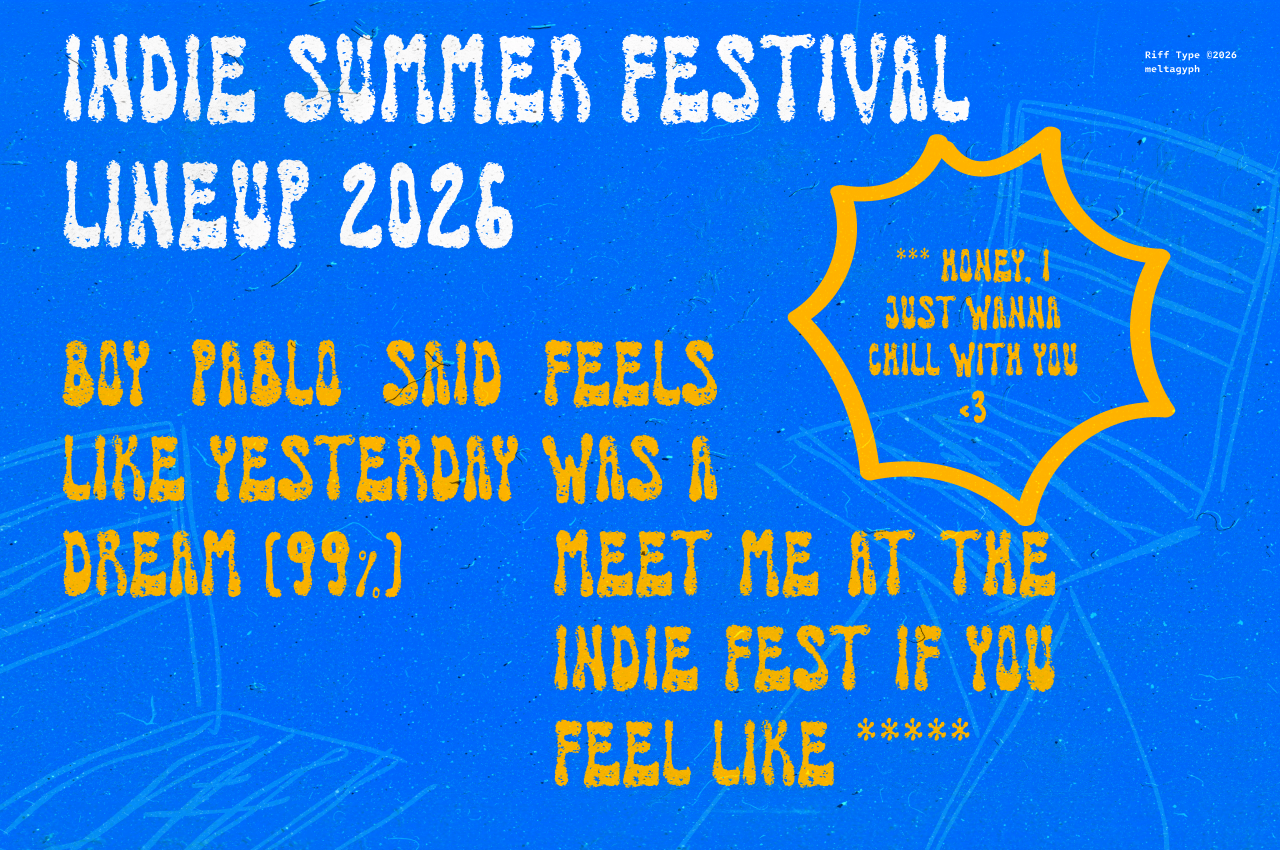 Indie Summer Festival 2026 lineup poster with glitchy white text on electric blue background