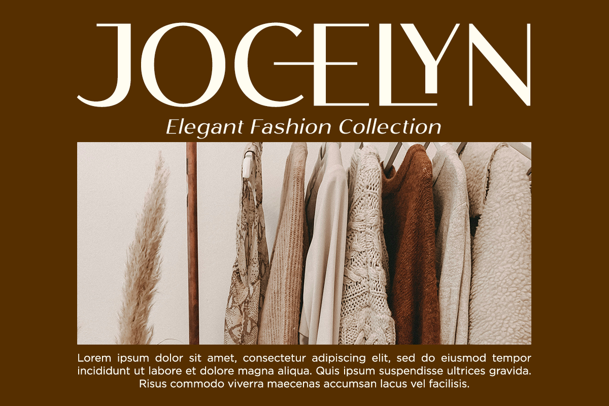 Jocelyn fashion brand mockup with neutral tone clothing rack shot on warm brown background