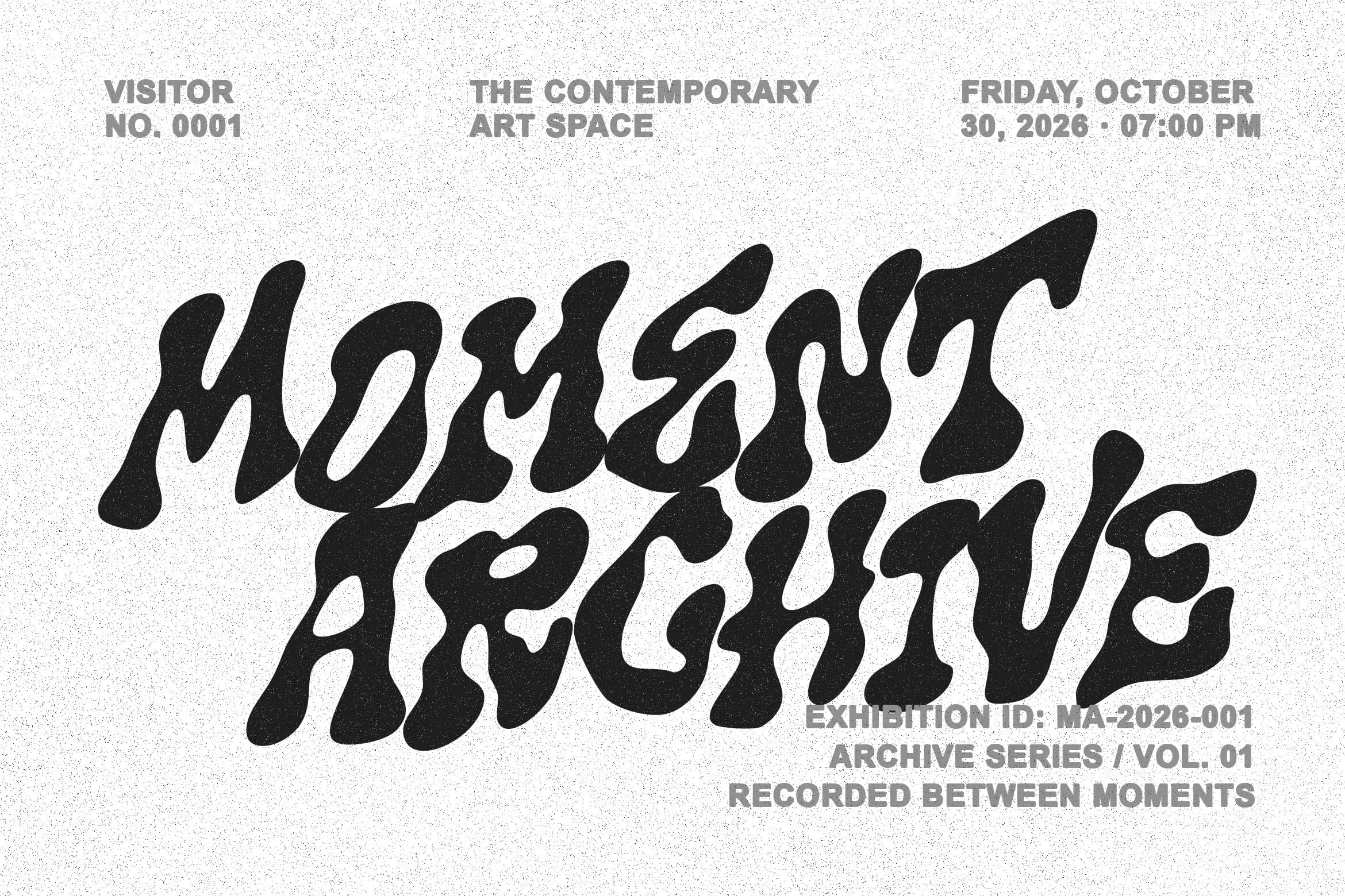 Wavy black typography poster for Contemporary Art Space gallery opening event