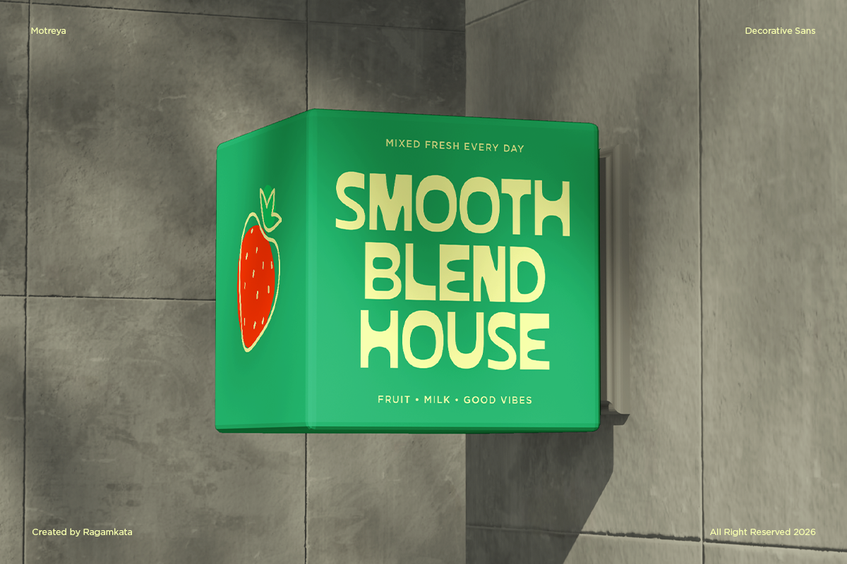 Bright green juice box mockup with bold yellow typography for Smooth Blend House brand