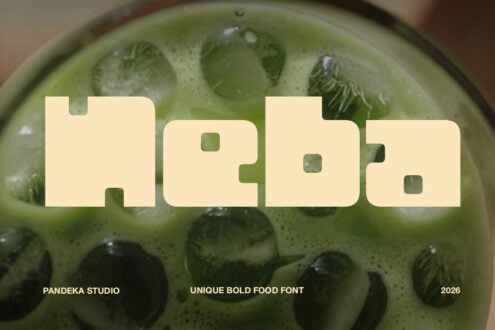 Cream colored bold geometric font overlaid on close up of green smoothie with bubbles