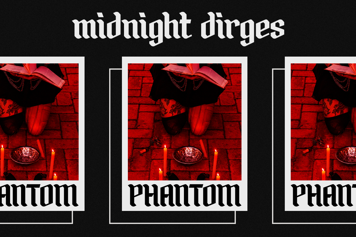 Dark moody mockup with red neon, candles, brick wall, gothic vibes throughout