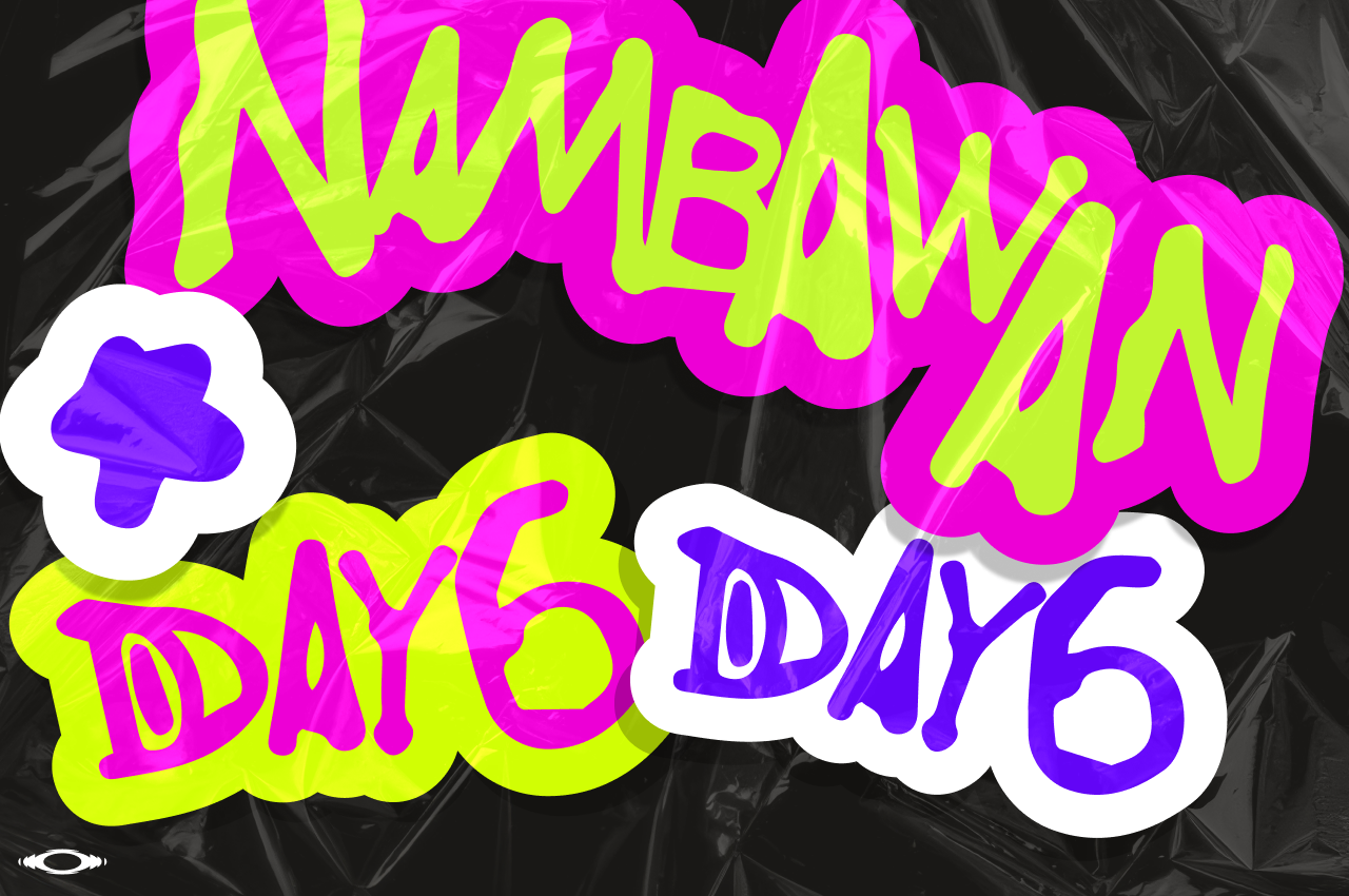 Neon graffiti style text saying "Iwmbahn" plus "DAY6" in lime, magenta, blue on black